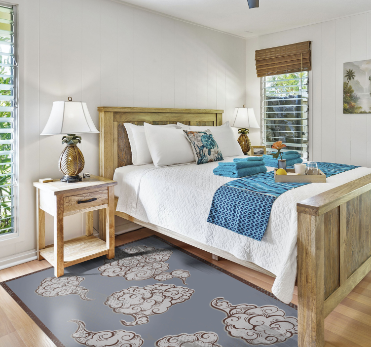 침실용 비닐 카펫 화려한 구름 모티브 - TenStickers