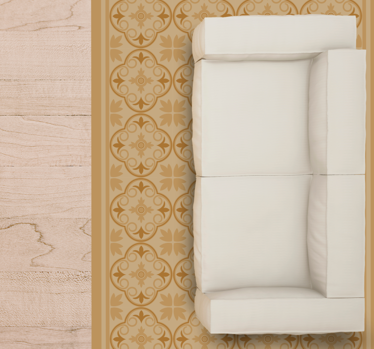 베이지 색 빈티지 꽃 무늬 타일 카펫 - TenStickers