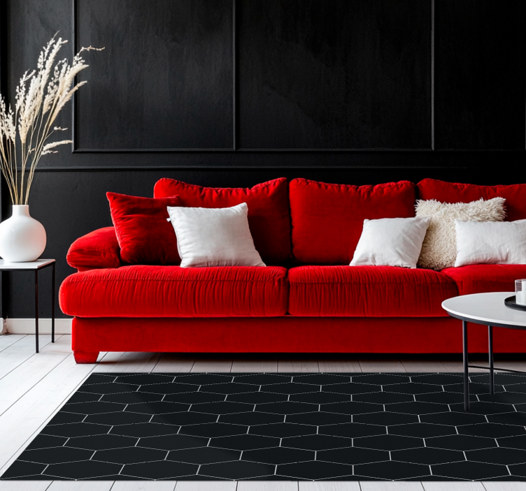 비닐 카펫 블랙 육각형 모자이크 - TenStickers