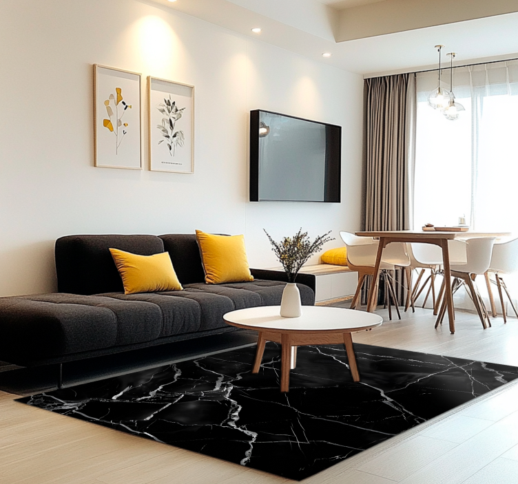 비닐 카펫 블랙 대리석 모양 - TenStickers