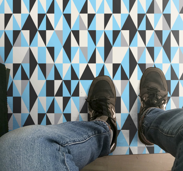 파란색과 회색 북유럽 패턴 북유럽 비닐 러그 - TenStickers