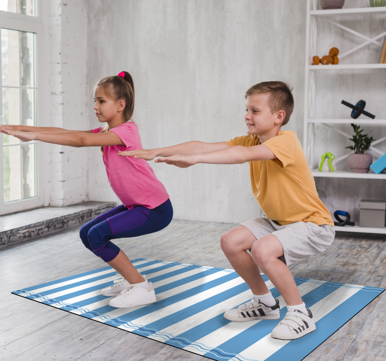 파란색과 흰색 줄무늬 선원 카펫 - TenStickers