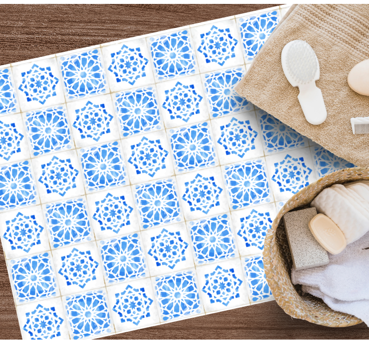 파란 우아한 모자이크 목욕탕 마루 - TenStickers