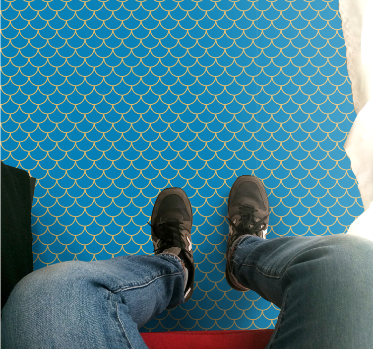 푸른 물고기 비늘 무늬 욕실 바닥 - TenStickers