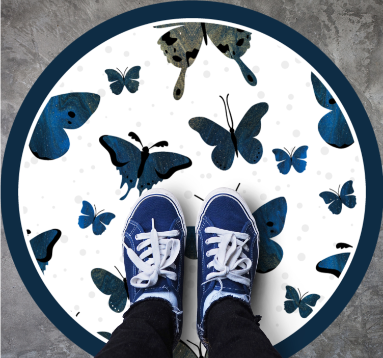 파란색 반짝이 나비 날개 동물 비닐 깔개 - TenStickers