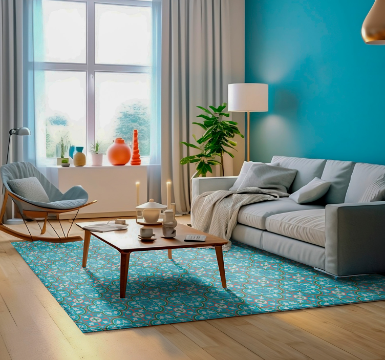 비닐 카펫 벤디미아 파란 유압 타일 - TenStickers