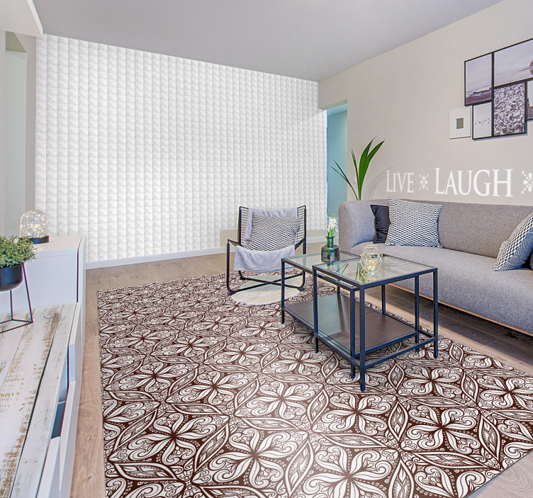 비닐 카펫 벤디미아 갈색 꽃무늬 - TenStickers