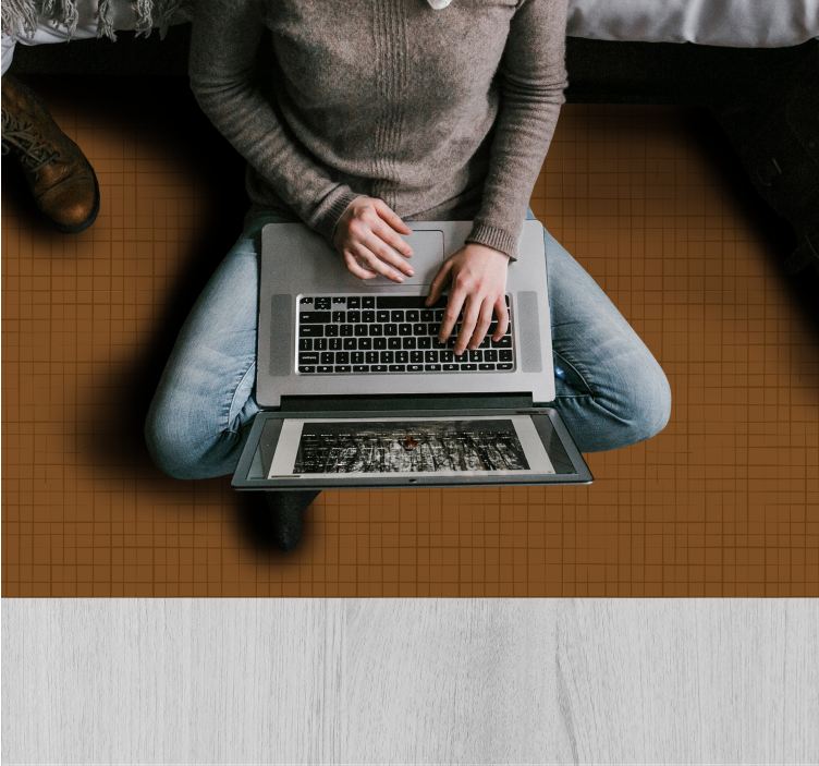 갈색 비닐 카펫 격자 무늬 표면 - TenStickers