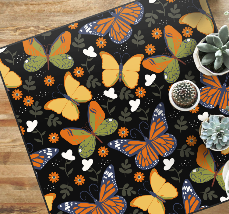 나비 꽃 패턴 동물 깔개 - TenStickers