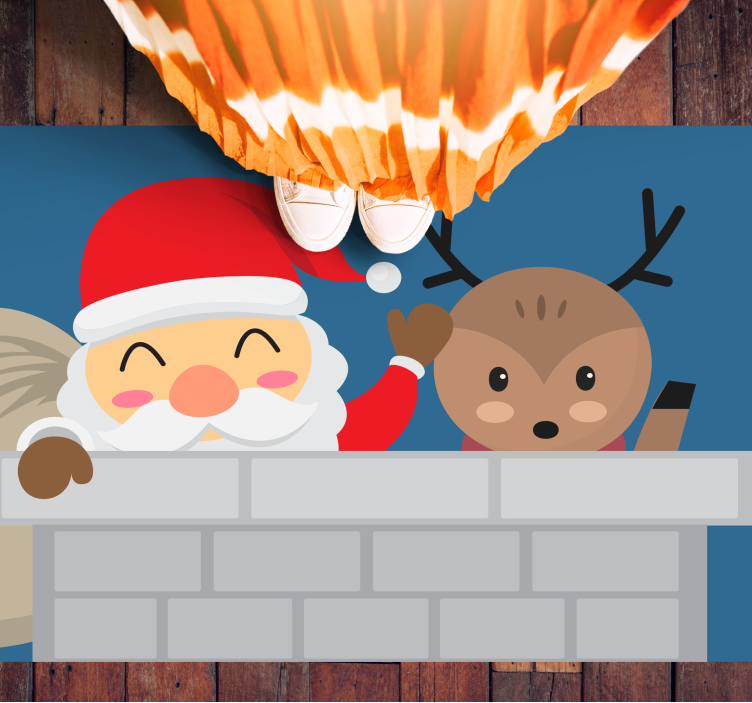 비닐 크리스마스 카펫 즐거운 산타 장면 - TenStickers