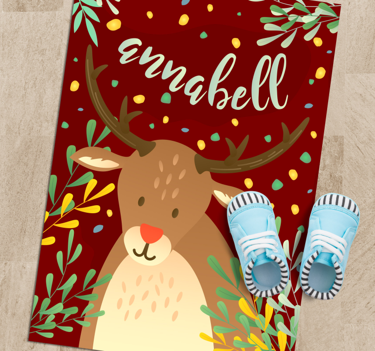 비닐 크리스마스 카펫 이름이 있는 순록 - TenStickers