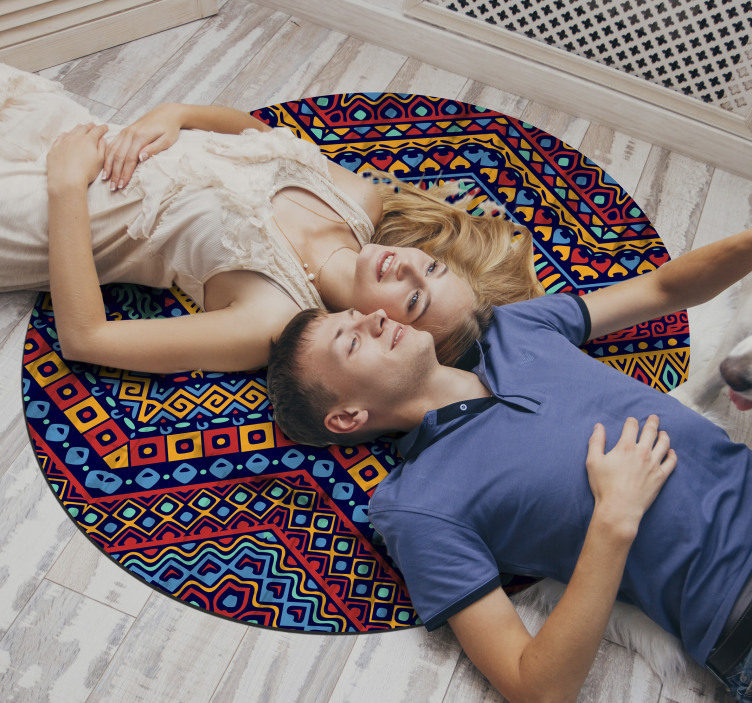 에트니아 비닐 카펫 원형 민족 패턴 오버레이 - TenStickers