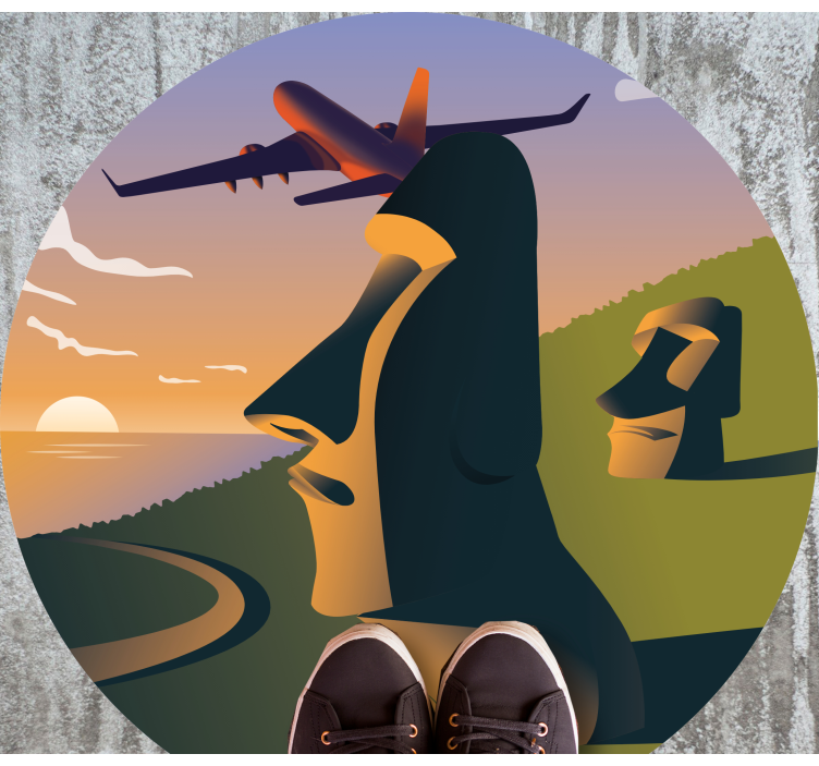 비닐 카펫 게시판 이스터섬 석양 - TenStickers