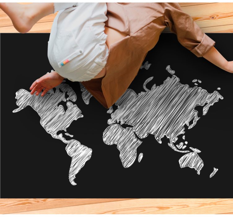 분필 검정색 배경지도 깔개에 그리기 - TenStickers