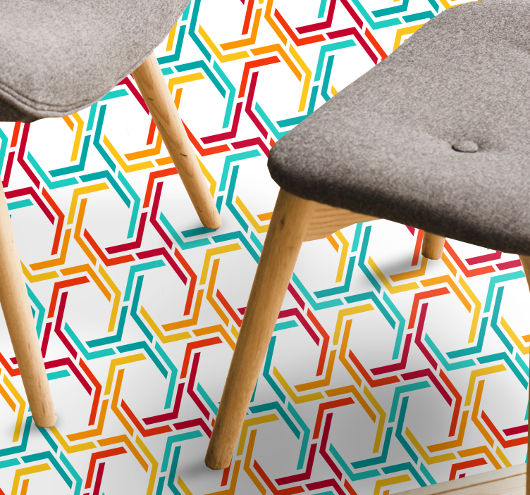 다채로운 육각형 패턴 기하학적 비닐 양탄자 - TenStickers