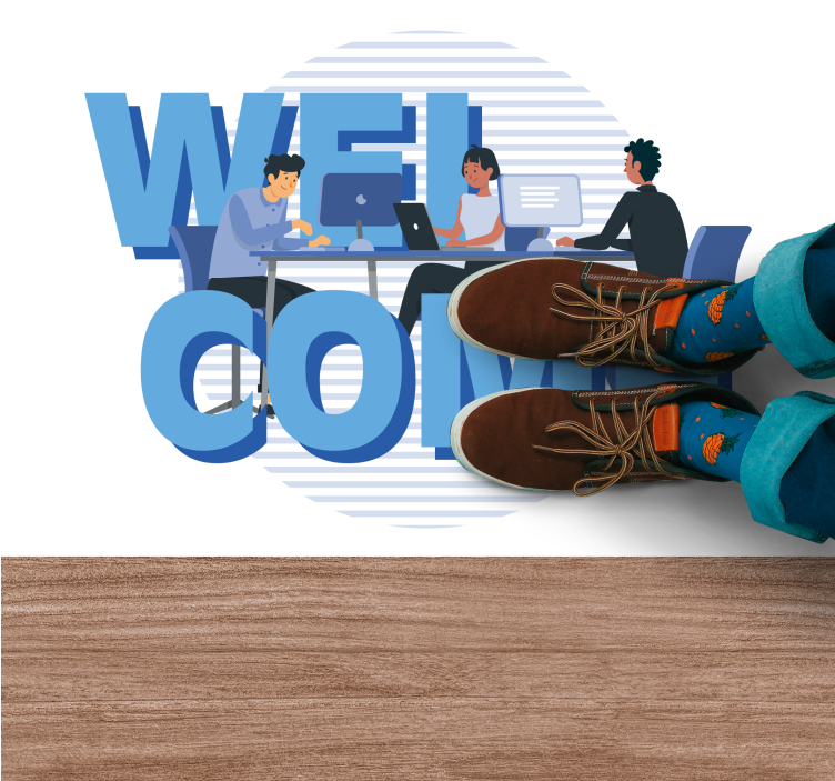 문구와 함께 비닐 양탄자 친절한 사무실 환영 - TenStickers