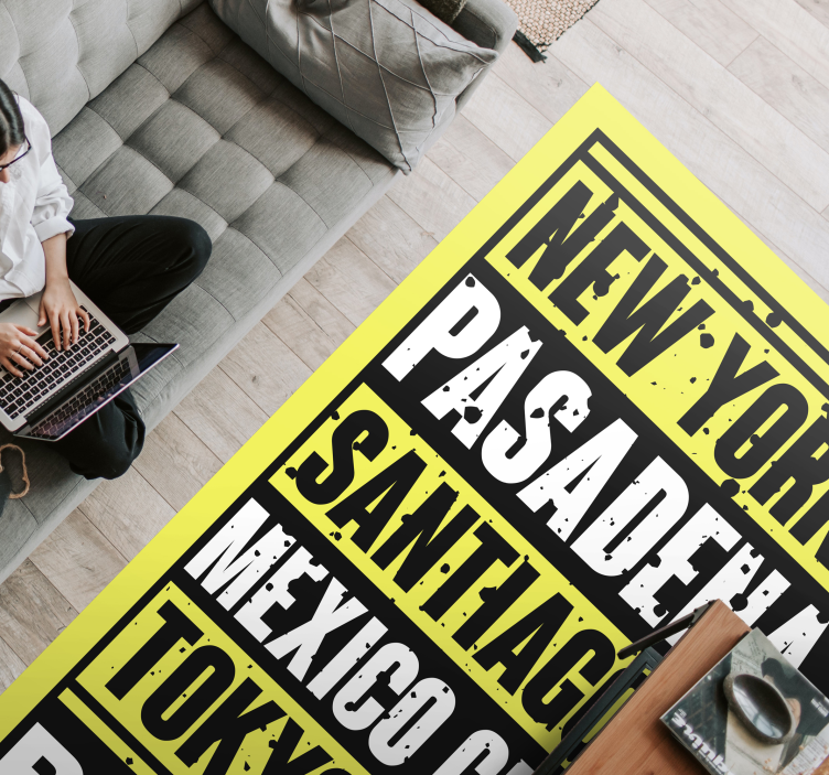 문구와 함께 비닐 양탄자 도시 텍스트 오버레이 - TenStickers