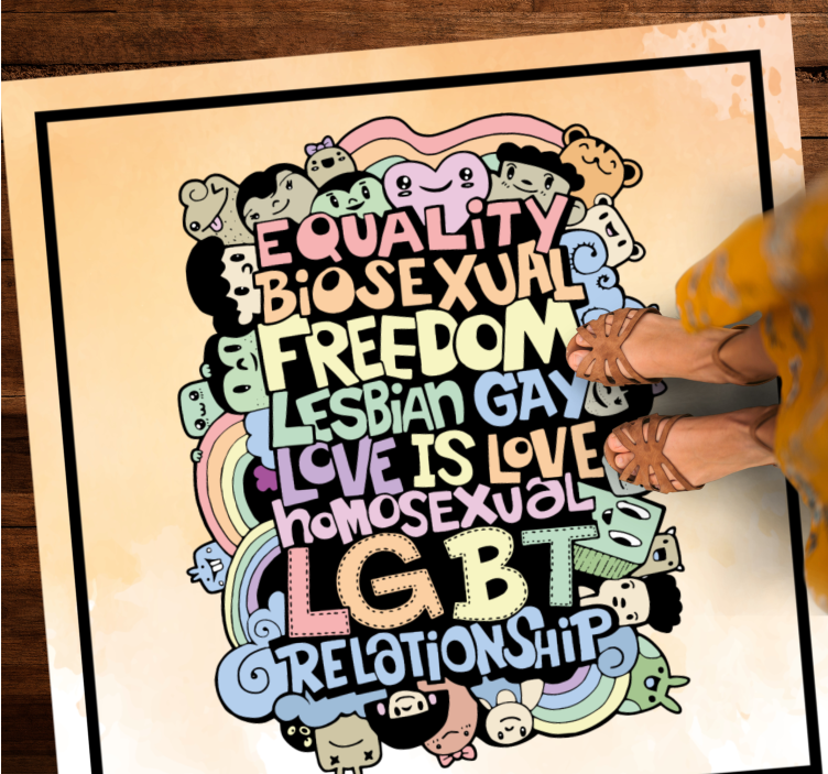 문구와 함께 비닐 양탄자 다채로운 lgbt 메시지 - TenStickers