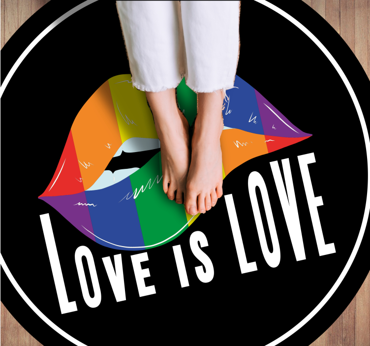 문구와 함께 비닐 양탄자 다채로운 입술 모티프 - TenStickers