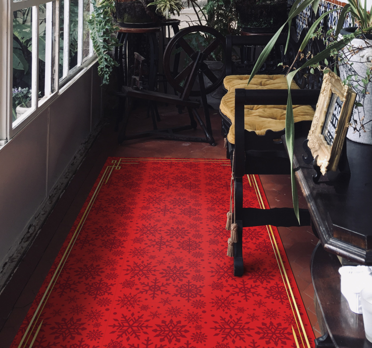 문구와 함께 비닐 양탄자 화려한 눈송이 패턴 - TenStickers