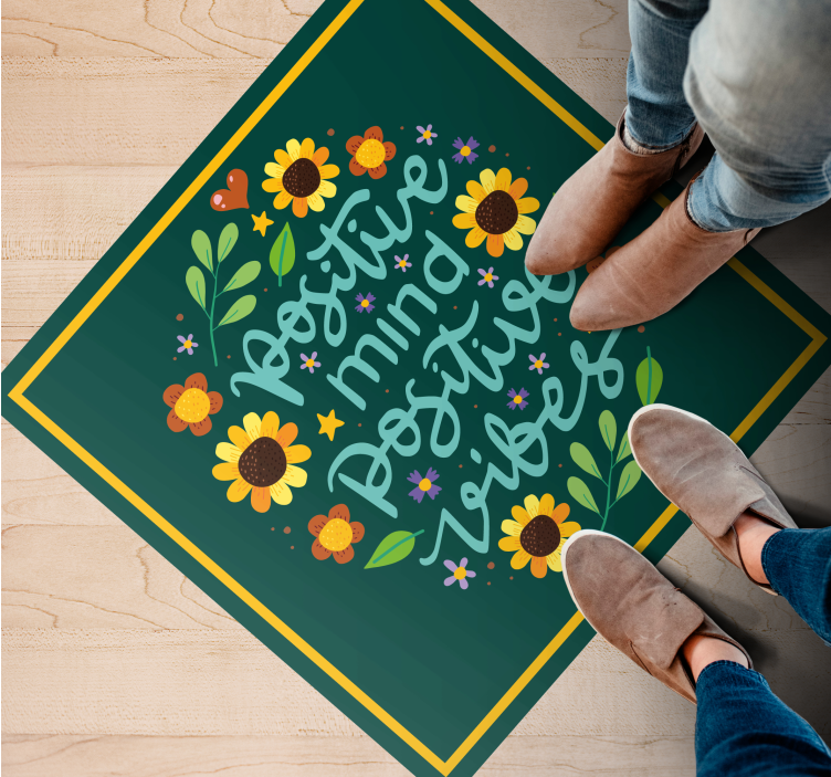 문구와 함께 비닐 양탄자 긍정적인 마음의 기운 - TenStickers