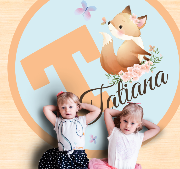 이름이있는 비닐 카펫 사랑스러운 여우 일러스트 - TenStickers