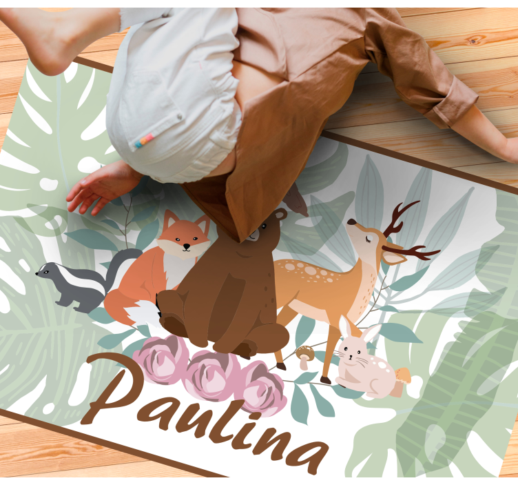 이름이있는 비닐 카펫 동물 정글 - TenStickers