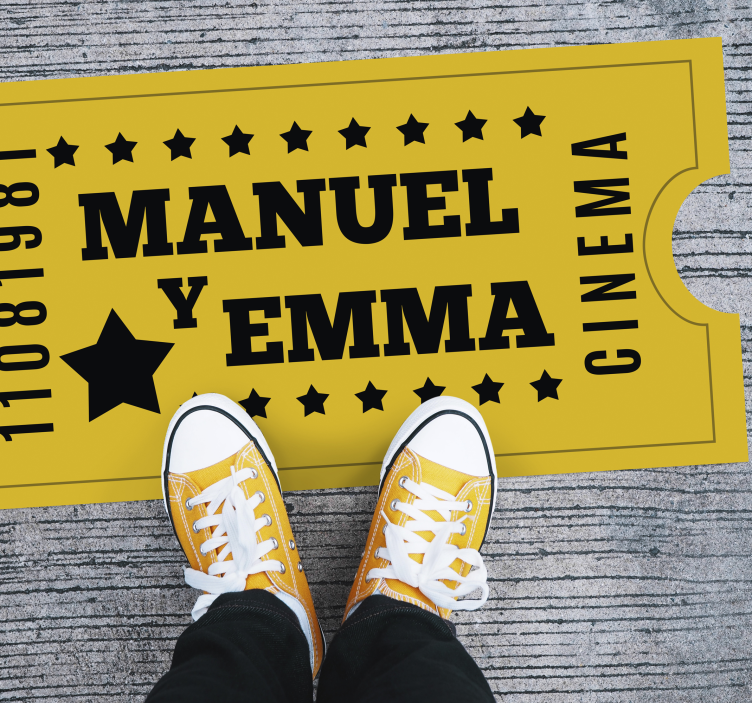 이름이있는 비닐 카펫 커플 시네마 티켓 - TenStickers