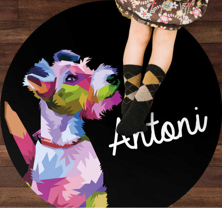 이름이있는 비닐 카펫 다채로운 개 초상화 - TenStickers