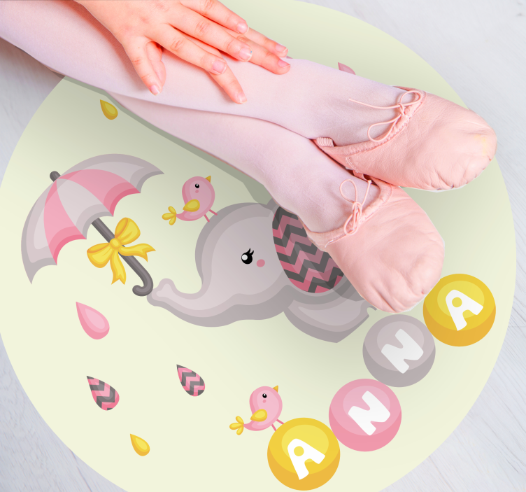 이름이있는 비닐 카펫 귀여운 코끼리 디자인 - TenStickers