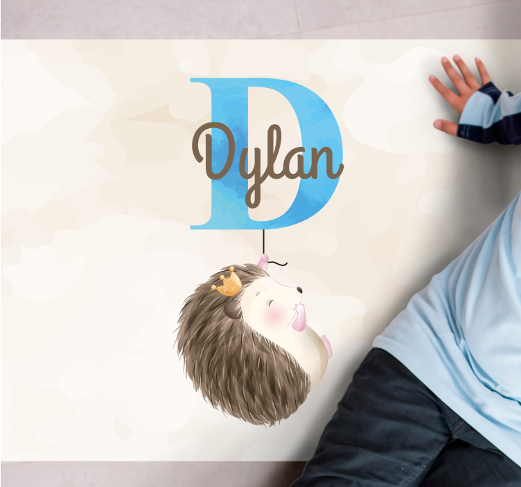 이름이있는 비닐 카펫 귀여운 고슴도치 이니셜 - TenStickers