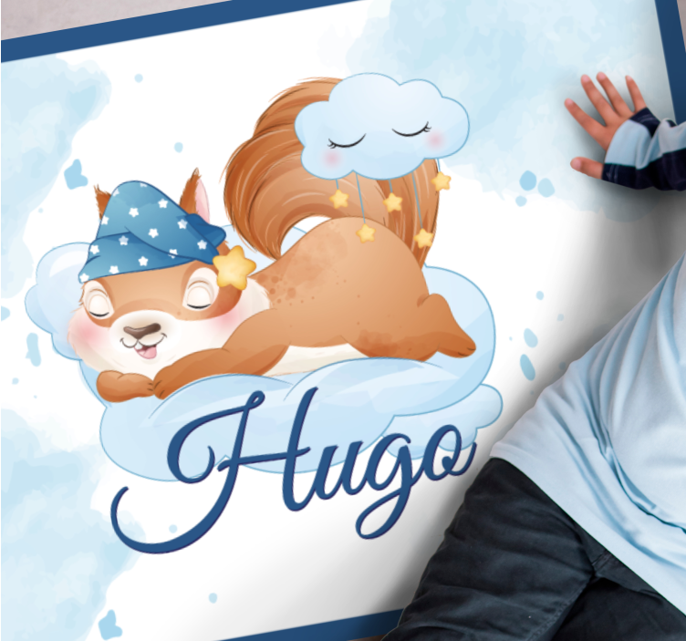 이름이있는 비닐 카펫 귀여운 다람쥐 꿈꾸기 - TenStickers