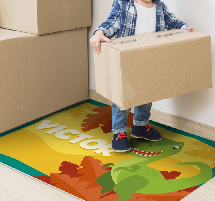 이름이있는 비닐 카펫 공룡 개인화 - TenStickers