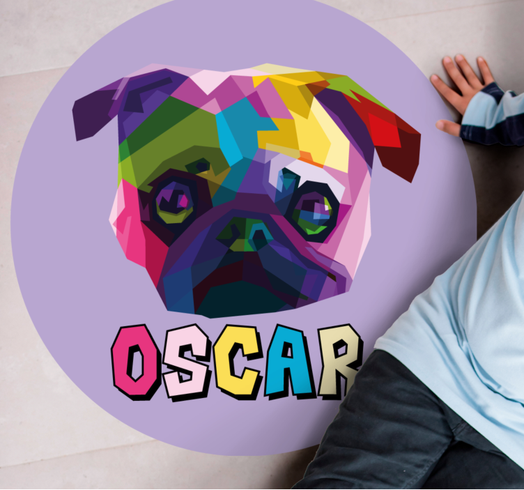 이름이있는 비닐 카펫 기하학적 개 그림 - TenStickers