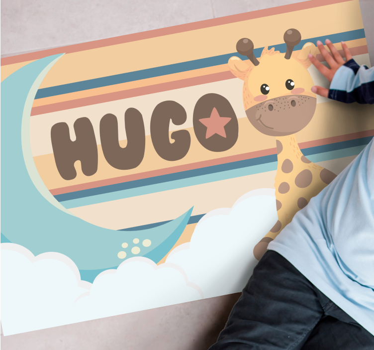 이름이있는 비닐 카펫 기린 디자인 - TenStickers