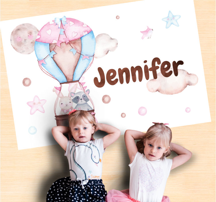 이름이있는 비닐 카펫 열기구 타고 떠나는 꿈 - TenStickers