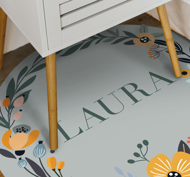 이름이있는 비닐 카펫 맞춤형 꽃무늬 디자인 - TenStickers