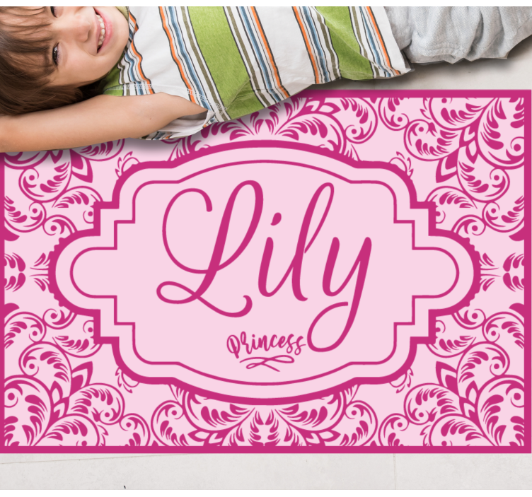 이름이있는 비닐 카펫 프린세스 플로럴 디자인 - TenStickers