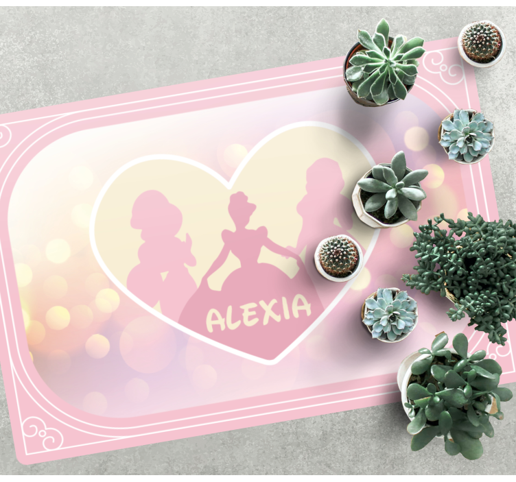 이름이있는 비닐 카펫 공주 실루엣 하트 - TenStickers