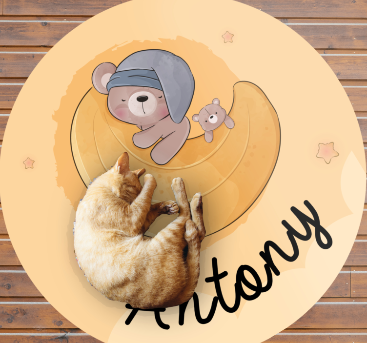 이름이있는 비닐 카펫 졸고 있는 곰과 이름 - TenStickers