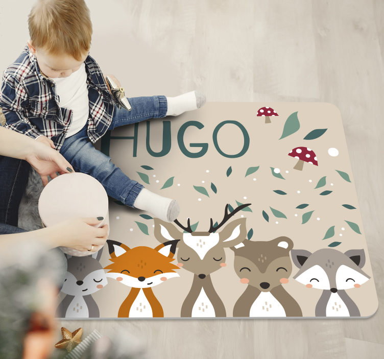 이름이있는 비닐 카펫 숲속 친구들 - TenStickers