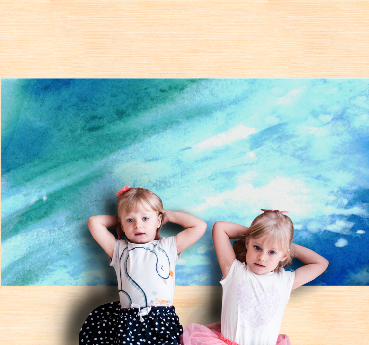 어둡고 밝은 파란색 수채화 질감 카펫 - TenStickers