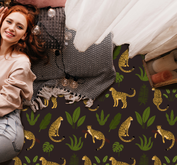 어두운 식물 야생 표범 무늬 동물 깔개 - TenStickers