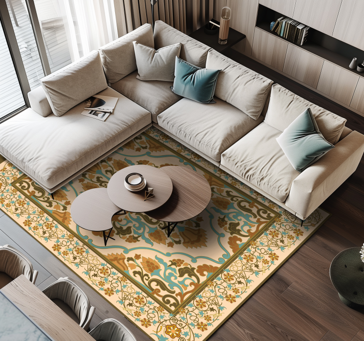 레스토랑용 비닐 카펫 만다라 베이지 디자인 - TenStickers