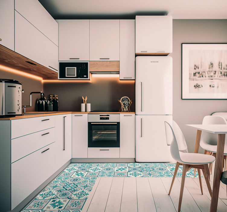 절충주의 청록색 비닐 주방 매트 - TenStickers