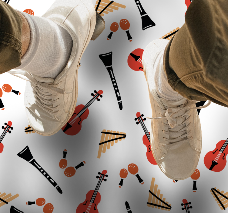 우아한 녹색 바이올린 무늬 사각 비닐 깔개 - TenStickers