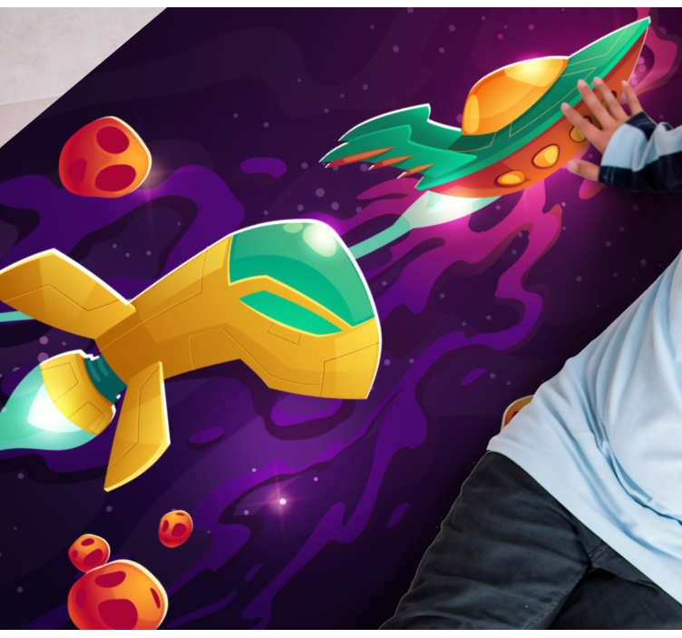 떠 다니는 공간 돌과 우주선 스타 러그 - TenStickers