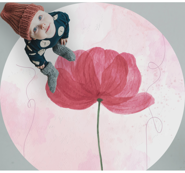 비닐 카펫 꽃과 식물 아쿠아렐라 양귀비 디자인 - TenStickers