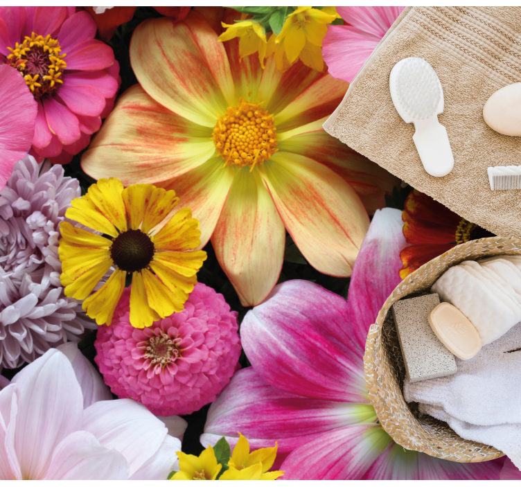 비닐 카펫 꽃과 식물 아름다운 사실적 배열 - TenStickers