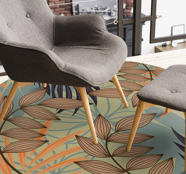 비닐 카펫 꽃과 식물 식물의 단풍 패턴 - TenStickers